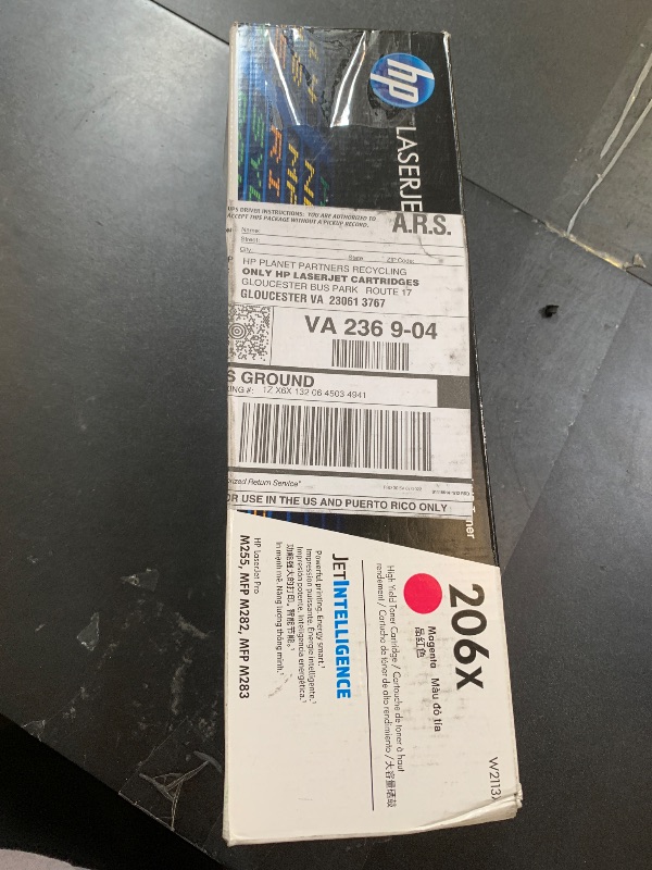 Photo 1 of HP 206X Magenta High-yield Toner Cartridge | Works with HP Color LaserJet Pro M255, HP Color LaserJet Pro MFP M282, M283 Series | W2113X