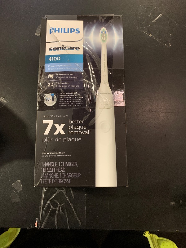 Photo 1 of Philips Sonicare 4100 Rechargeable Electric Toothbrush, with Pressure Sensor, 2 Intensity Settings, SmarTimer and QuadPacer, 14-Day Battery Life, White, Model HX3681/23