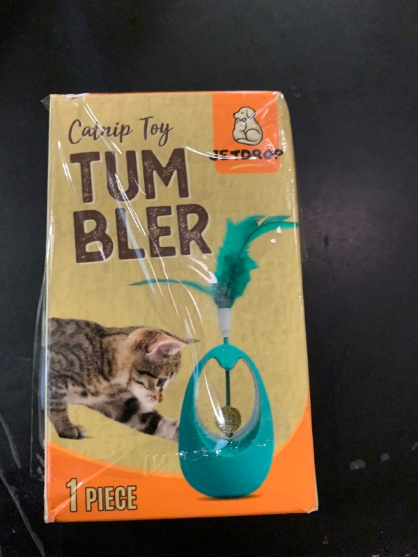 Photo 1 of JETDROP Cat Feather Toy - Interactive Self-Righting Wobble Tumbler with Catnip Ball for Indoor Cat Exercise and Entertainment - Silent Battery-Free - Perfect for Busy Owners (Yellow)