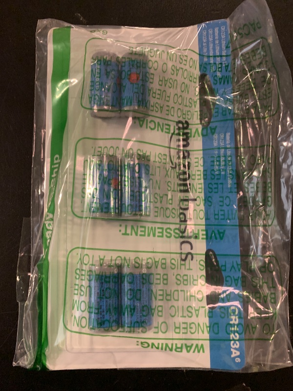 Photo 1 of Amazon Basics 6-Pack Non-Rechargeable CR123A Lithium Batteries, 3 Volt, Up to 10-Year Shelf Life