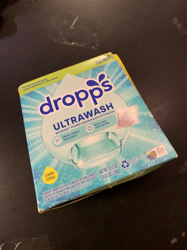 Photo 1 of Dropps UltraWash Dishwasher Pods, Lemon Citrus (32 Count) - Biobased Power Deep Clean Dishwasher Detergent Tablets for Sparkling Shiny Dishes - No Rinse Aid or Pre-Wash Needed - Dishwashing Pods