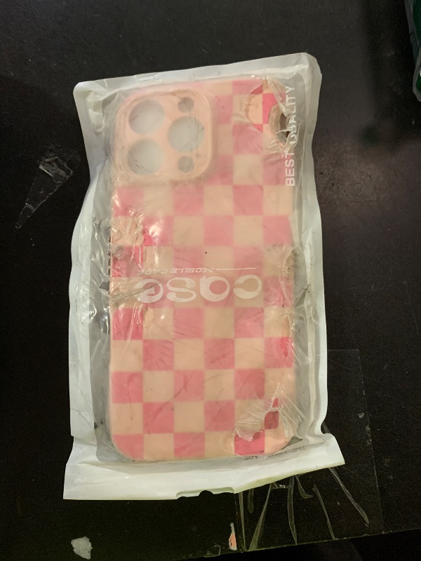 Photo 1 of MINSCOSE for iPhone 16 Pro Max Case Aesthetic Checkered Plaid Checkerboard Design Pattern,Trendy Slim TPU Shockproof Protective Full Camera Protection Phone Cover-Pink