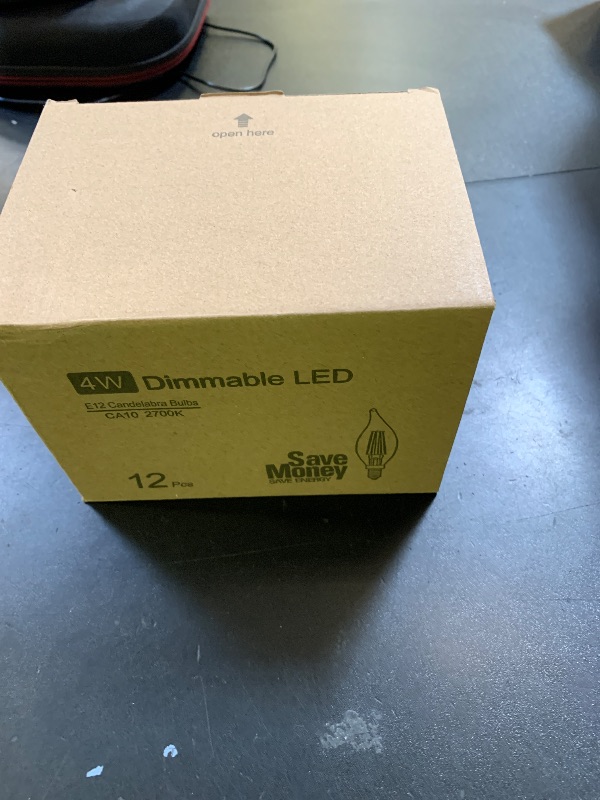 Photo 1 of Dimmable E12 Candelabra LED Light Bulbs 40W Equivalent, 2700K Soft Warm White Chandelier Light Bulbs, 4W 460 LM Flame Tip Candle Light Bulbs, 12-Pack