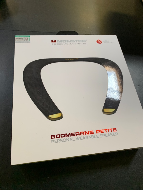 Photo 1 of Monster Boomerang Petite Neckband Bluetooth Speakers, Neck Speaker with 15H Playtime, aptX High Fidelity 3D Stereo Sound, Low Latency, Built-in Mic, IPX5 Waterproof Wearable for Home Outdoor