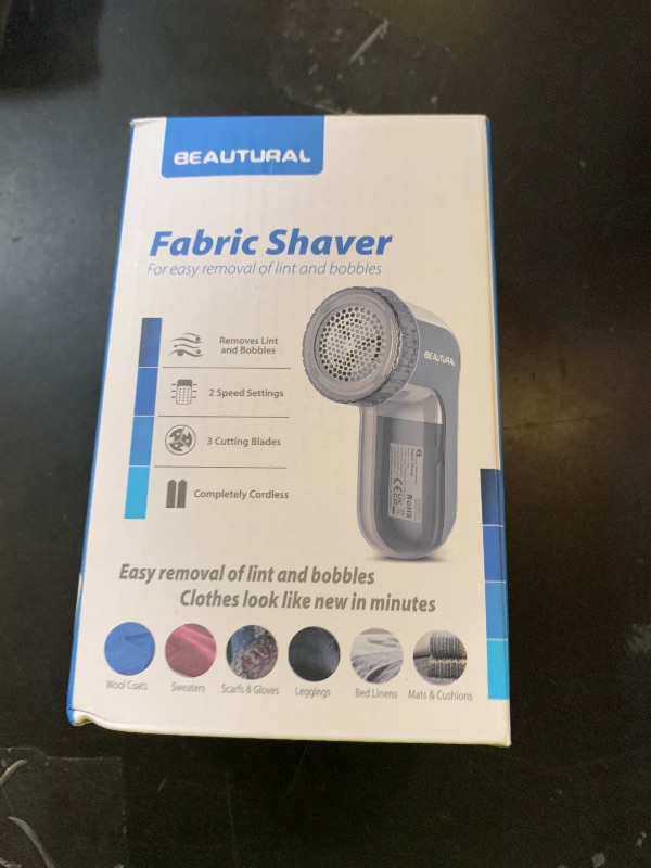 Photo 1 of BEAUTURAL Fabric Shaver and Lint Remover, Sweater Defuzzer with 2-Speeds, 2 Replaceable Stainless Steel Blades, Battery Operated, Remove Clothes Fuzz, Lint Balls, Pills, Bobbles Gray