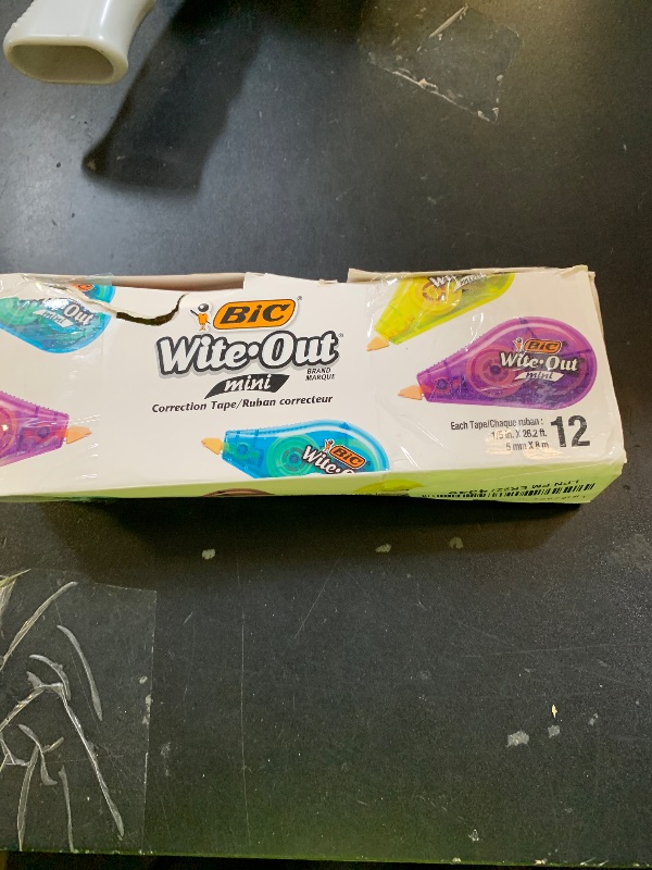 Photo 1 of BIC Wite-Out Brand Mini Correction Tape, 16.4 Feet, 12-Count Pack of White Correction Tape, Compact Tape Office or School Supplies