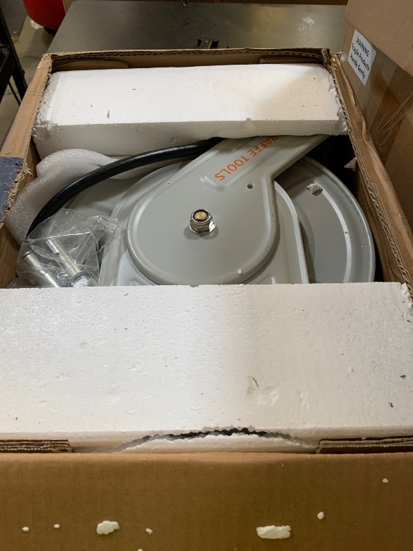 Photo 1 of Giraffe Tools Pressure Washer Hose Reel 65ft, Power Washer Hose Reel, Pressure Washer Retractable Hose Reel, Heavy Duty, Wall/Floor Mounted, 3200 PSI, Silver