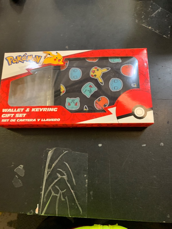 Photo 1 of Pokemon Wallet and Keychain Set for Kids Trifold Wallet with ID Pocket Card Slots Zipper Coin Purse Pikachu Anime Gifts for Boys (Black/Yellow)