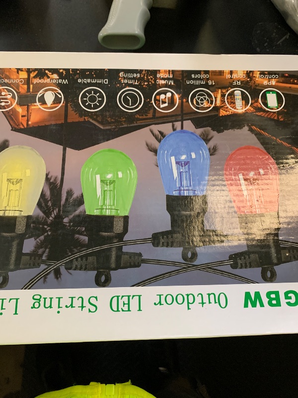 Photo 1 of Outdoor String Lights 50FT, Outdoor Lights for Patio with 20 Dimmable RGBW LED Bulbs, IP66 Waterproof Shatterproof, with APP Control & Remote, 24V Adapter Color Change,for Backyard Decor