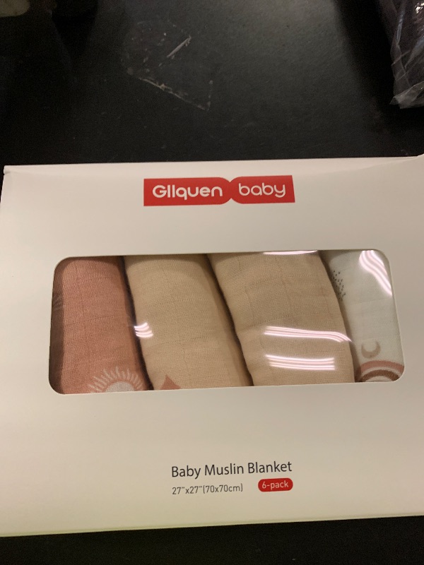 Photo 1 of GLLQUEN BABY Receiving Blanket Boy Cotton Muslin Swaddle Blankets Girl Newborn Squares Breathable & Soft Thin Baby Blankets Cloths Double Absorbent Infant Swaddling Wrap - 6 Pack (Sun)