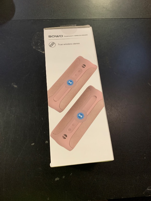 Photo 1 of SOWO Outdoor Wireless Portable Bluetooth Speaker, IPX7 Waterproof Speaker, 25W Loud Sound, Bassboom Technology, TWS Pairing, 16H Playtime with Lights - Pink