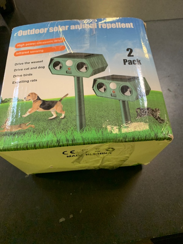 Photo 1 of Cat Repellent Outdoor, Deer Squirrel Repeller Devices, Solar Ultrasonic Coyote Deterrent with Motion Sensor to Scare Dog Raccoon Rabbit Out of Garden, Skunk Repellent for Yard (2)