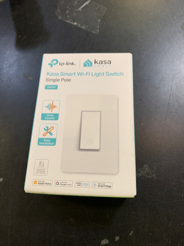Photo 1 of Kasa Apple HomeKit Smart Light Switch KS200, Single Pole, Neutral Wire Required, 2.4GHz Wi-Fi Light Switch Works with Siri, Alexa and Google Home, UL Certified, No Hub Required, White
