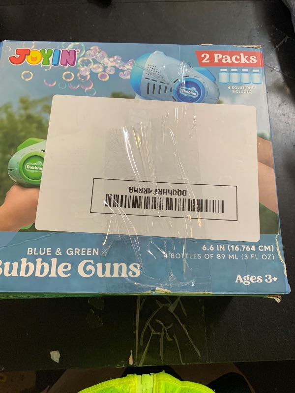 Photo 1 of JOYIN 2 Kids Bubble Guns with 4 Bottles Solution, Automatic Bubble Machine Gun with 8 Holes for Kids, Adults, Summer Toys, Easter Basket Stuffers, Birthday Gift, Party Favors
