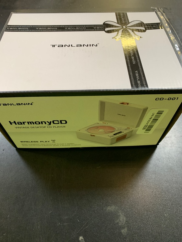 Photo 1 of Vintage Desktop CD Player with Speakers, Rechargeable Battery, Portable Retro Suitcase CD Player for Home with Bluetooth Out & Input, USB Playback, AUX-in, Headphone Jack, White