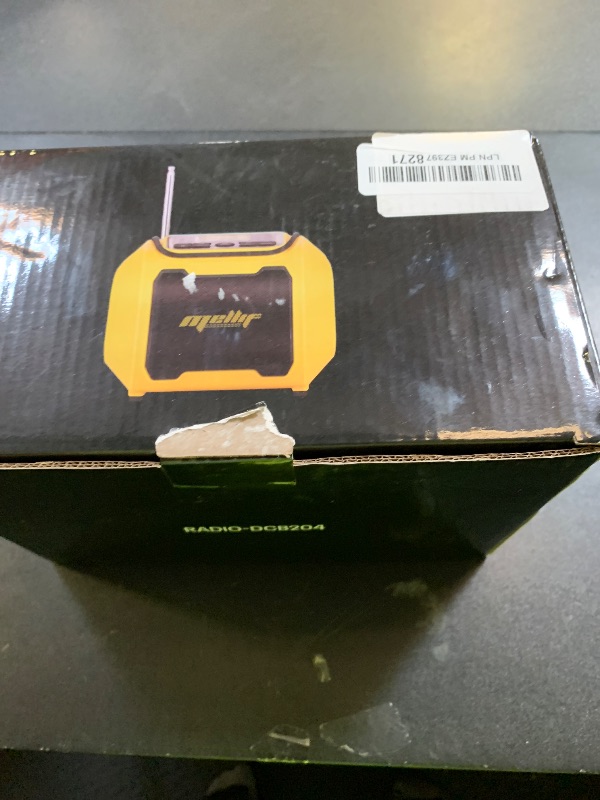 Photo 1 of Mellif Cordless AM/FM Radio Speaker Compatible with DeWalt 20V Battery(Tool Only No Battery), Weather Alert Bluetooth Radio with Cellphone USB Port,SOS Emergency Alert