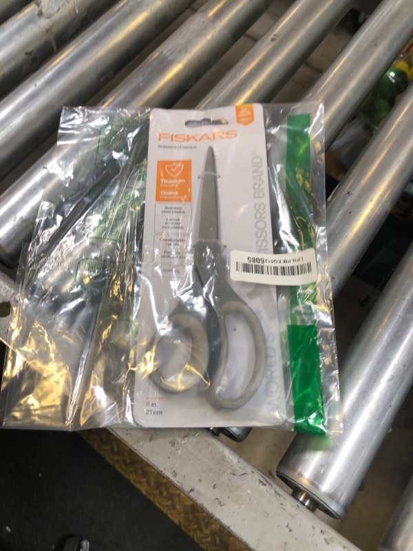 Photo 1 of Fiskars 01005409 Recycled Everyday Titanium Softgrip Scissors, 8-Inch Length, Blue/Gray