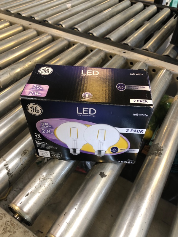 Photo 1 of GE LED Light Bulbs, 25 Watt, Soft White, G25 Globe Bulbs, Clear, Medium Base (2 Pack)