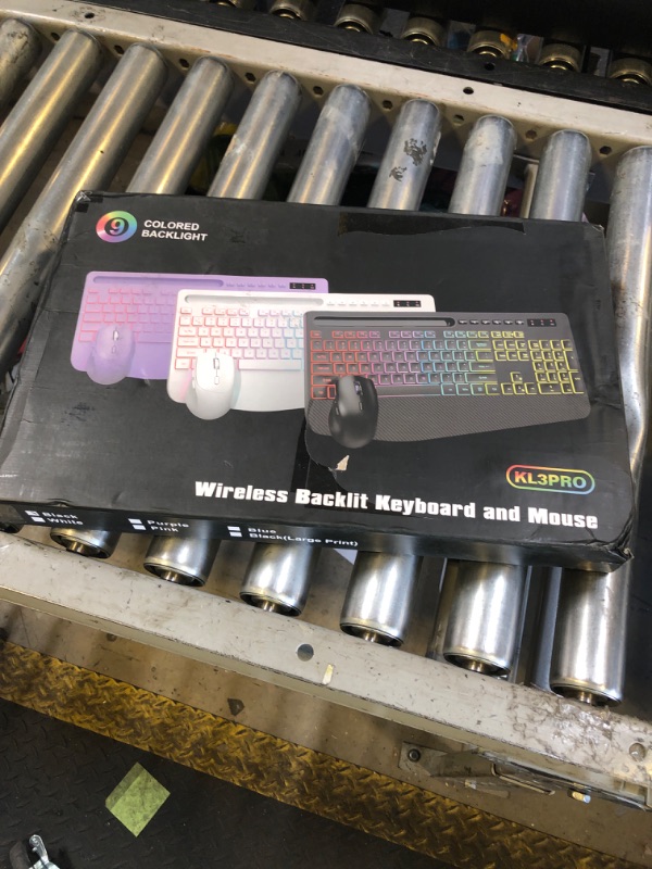 Photo 1 of Wireless Keyboard and Mouse Combo - 9 Backlit Effects, RGB, Ergonomic Wrist Rest, Phone Holder, 2.4G Full Size, Rechargeable, Sleep Mode, Quiet Keyboard Set for Computer, PC, Laptop, Mac, Windows