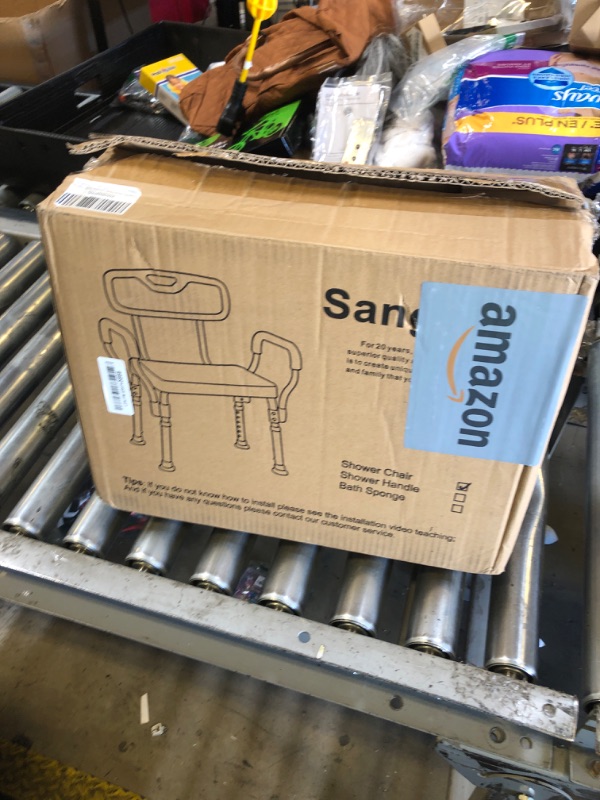 Photo 1 of Sangohe Shower Chair for Inside Shower - Heavy Duty Shower Seat with Back - Height Adjustable Shower Chair for Bathtub with Arms for Handicap - FSA/HSA Eligible Shower Seats for Elderly, 796C