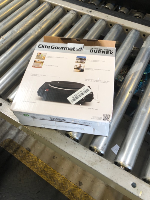 Photo 1 of Elite Gourmet ESB-301BF Countertop Single Cast Iron Burner, 1000 Watts Electric Hot Plate, Temperature Controls, Power Indicator Lights, Easy to Clean, Black