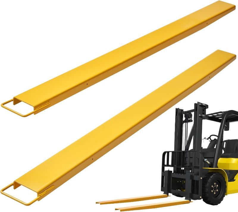 Photo 1 of VEVOR Forklift Extensions, 84 Inch Fork Extensions 4.5 Inch Width, Heavy Duty Fork Extensions for Forklifts, 1 Pair Forklift Extensions for Forklift Truck, Yellow, HX-4
