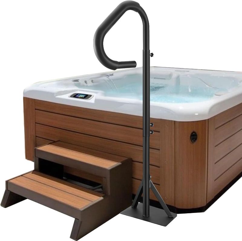 Photo 1 of VEVOR Hot Tub Handrail, 360 Rotatable Spa Side Handrail with 48"-63" Adjustable Height, Rust-proof Aluminum Spa Step Hot Tub Hand Rail with Slide-Under Mount Base for Indoor & Outdoor, 600LBS Capacity

