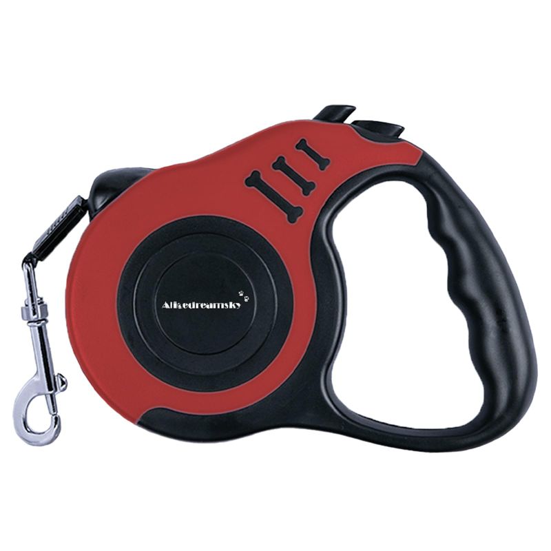 Photo 1 of Retractable Dog Leash + Holder for Apple Airtag, 16 Feet Long Suitable for Small Medium Dogs up to 33lbs, Red