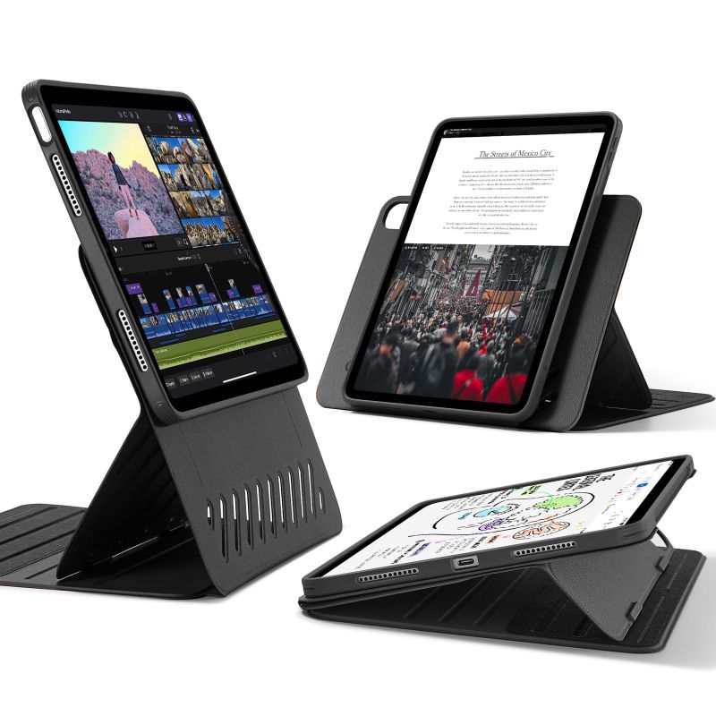 Photo 1 of ESR for iPad Air 13 Inch Case M2(2024), iPad Air 13 Rotating Case with Removable Magnetic Cover, Adjustable Portrait/Landscape Stand with Raised Screen View, 9 Standing Angles, Shift Series, Black

