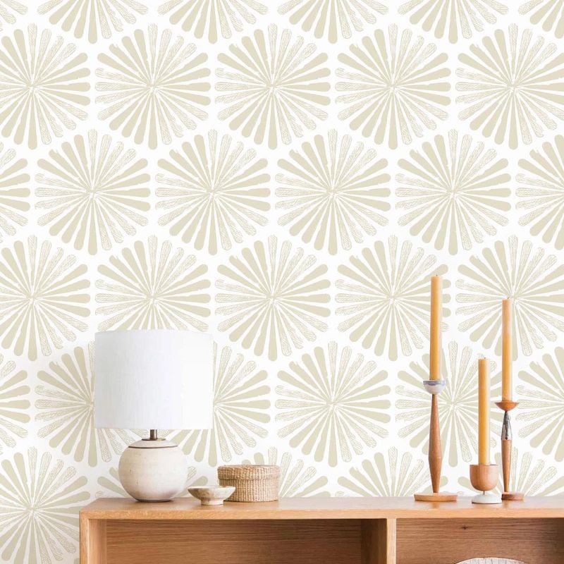 Photo 1 of Naphite Modern Peel and Stick Wallpaper Boho Contact Paper Self Adhesive Removable Wallpaper for Bathroom Waterproof Geometric Contact Paper Cabinets Farmhouse Beige Striped Wall Decor 17.3inW 197inL
