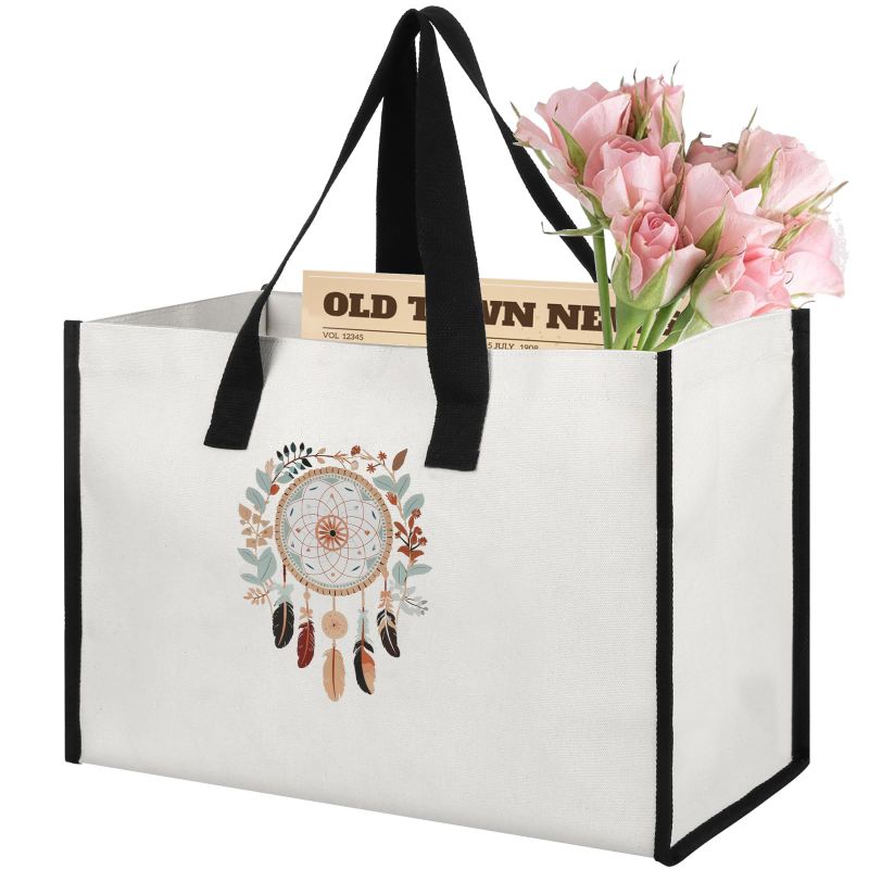 Photo 1 of Arkeiliy Christmas Gift Bags, Canvas Christmas Tote Bags with Inner Pocke, Christmas Treat Bags Christmas Bags for Gifts