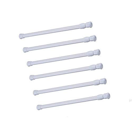 Photo 1 of Cupboard Bars Tension Rods, 6 Pack Spring Tensions Rods 9.8 to 15.7 Inches Steel Adjustable Tension Curtain Rod Shower Rod Closet Rod Window Rods (White)
