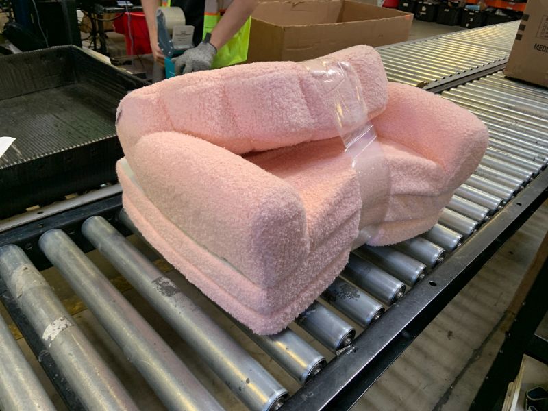 Photo 1 of Blissful Diary Kids Couch, 2-in-1 Soft Toddler Couch Fold Out, Toddler Chair Comfy, Convertible Sofa to Lounger, Kids Furniture for Playroom, Gift for Birthday, Children's Day, Pink Shell