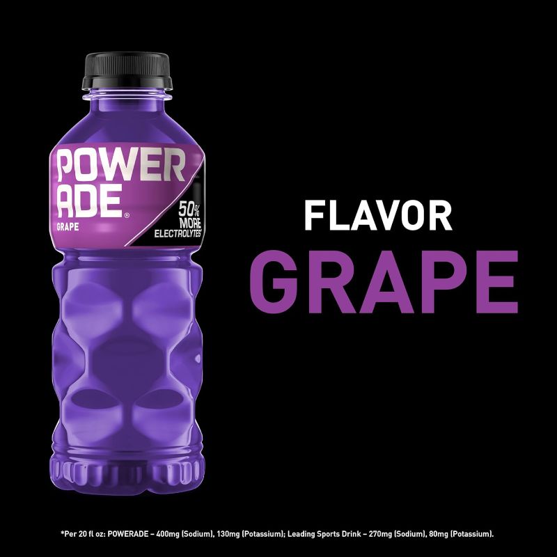 Photo 1 of POWERADE Sports Drink Grape, 20 Ounce (Pack of 24) EXP 10/13/2025
