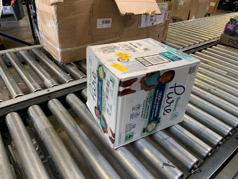 Photo 1 of Pampers Pure Protection Baby Diapers, Size 4 (22-37 lbs), 58 Count, Up to 100% Leakproof, Premium Plant-based Skin Protection, Hypoallergenic Soft Diapers