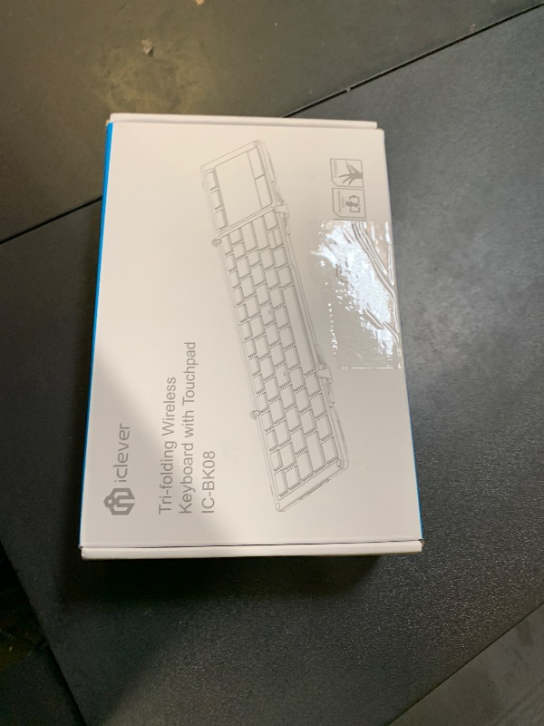 Photo 1 of iClever Foldable Keyboard, BK08 Bluetooth Keyboard with Sensitive Touchpad (Sync Up to 3 Devices), Tri-Folding Pocket-Sized for Windows Mac Android iOS