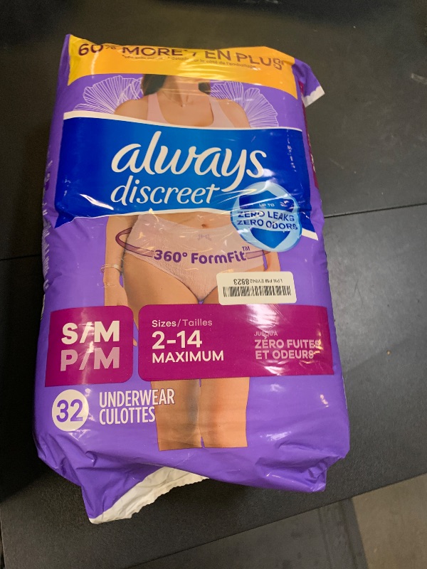 Photo 1 of Always Discreet Adult Incontinence Underwear for Women and Postpartum Underwear, Small/Medium, Up to 100% Bladder Leak Protection, 32 Count