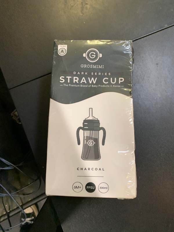 Photo 1 of GROSMIMI Spill Proof no Spill Magic Sippy Cup with Straw with Handle for Baby and Toddlers, Customizable, PPSU, BPA Free 10 oz (Charcoal)