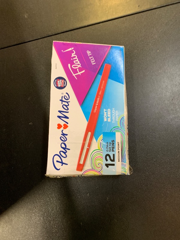 Photo 1 of Paper Mate Flair Felt Tip Pens, Medium Point (0.7mm), Red, 12 Count