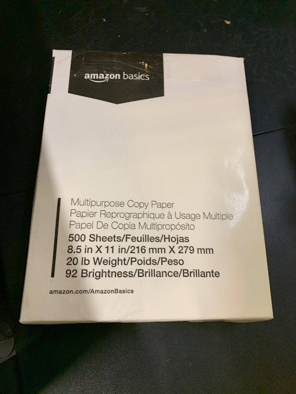 Photo 1 of Amazon Basics Multipurpose Copy Printer Paper, 8.5 x 11 Inches, 20 lb, 1 Ream, (500 Sheets), 92 Bright, White