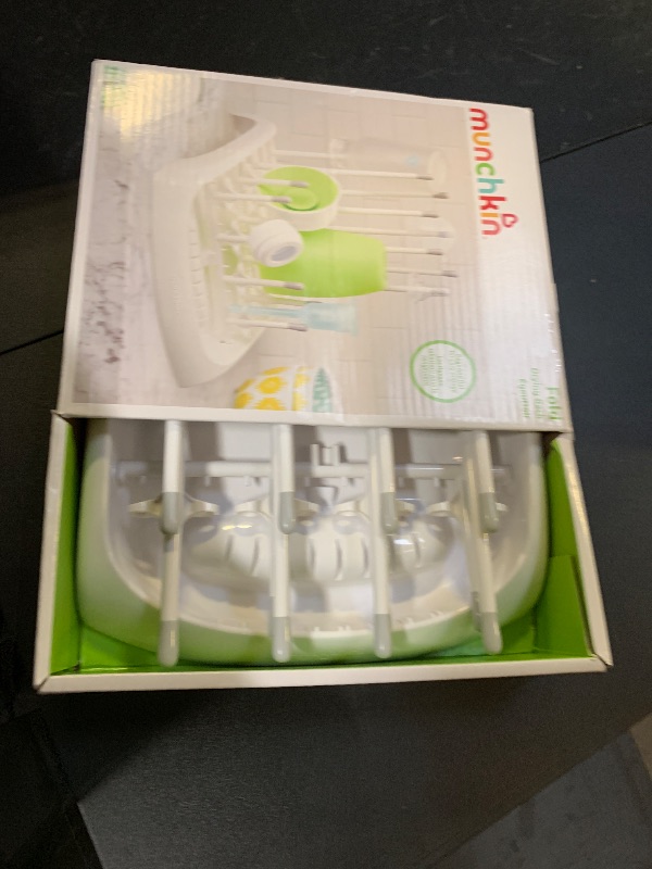 Photo 1 of Munchkin Fold Baby Bottle Drying Rack - Compact Design Folds Flat for Easy Storage, White/Grey