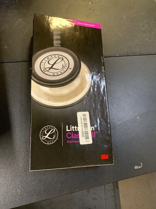 Photo 1 of 3M Littmann Classic III Monitoring Stethoscope, 5806, More Than 2X as Loud, Weighs Less, Stainless Steel Rainbow-Finish Chestpiece, 27" Raspberry Tube, Brass Stem and Headset