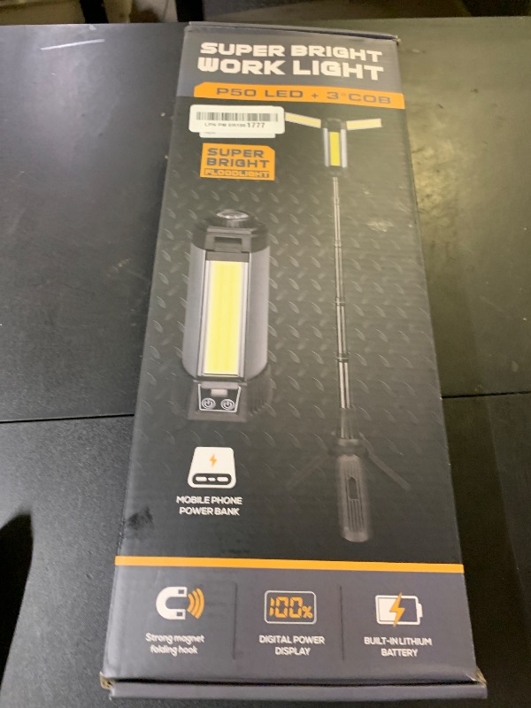 Photo 1 of Geisofu Rechargeable Camping Light with Stand, Outdoor LED Cordless Work Light, Portable Telescopic Bracket, 6AH Battery 500/1000/2000 Lumen, 3500K/4500K/6500K, Construction Lights
