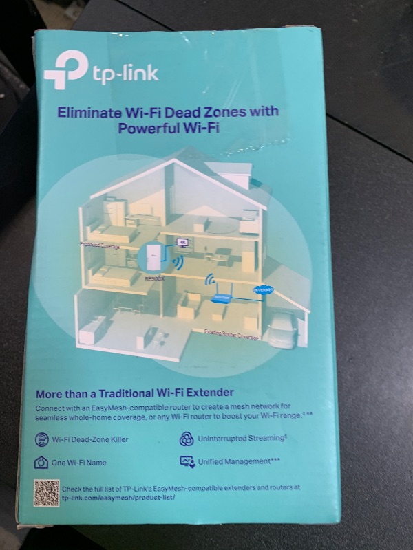 Photo 1 of TP-Link AX1500 WiFi Extender Internet Booster(RE500X), WiFi 6 Range Extender Covers up to 1500 sq.ft and 25 Devices,Dual Band, AP Mode w/Gigabit Port, APP Setup, OneMesh Compatible