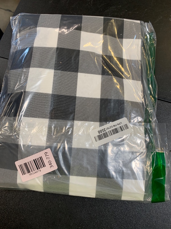 Photo 1 of Smiry Rectangle Picnic Table Cloth, Elastic Waterproof Fitted Vinyl Tablecloths, Flannel Backed Buffalo Plaid Table Covers for Dining, Camping, Outdoor (Black and White, 30" x 72")
