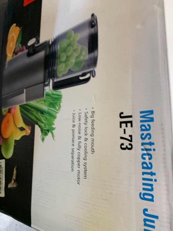 Photo 1 of Cold Press Juicer, 5.8" Wide Feed Chute Juice Extractor Machine with 400W, High Juice Yield, Slow Masticating Juicer for Whole Vegetables & Fruits, Black Gray