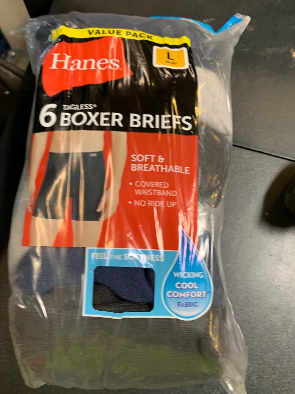 Photo 1 of Hanes mens Tagless Comfortsoft Waistband - Multiple Packs Available Boxer Briefs, 6 Pack Assorted, Large US