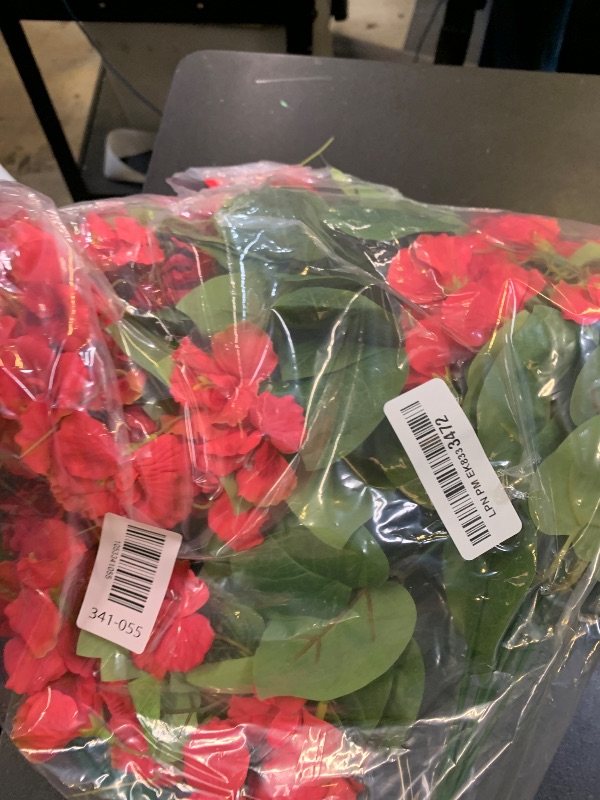 Photo 1 of Fake Hibiscus Artificial Flowers for Outdoors Spring Summer Decoration, 6 Bundles Silk Red Hibiscus Flowers Bouquet UV Resistant Look Real Faux Plants for Outside Planter Front Door Porch Balcony Yard