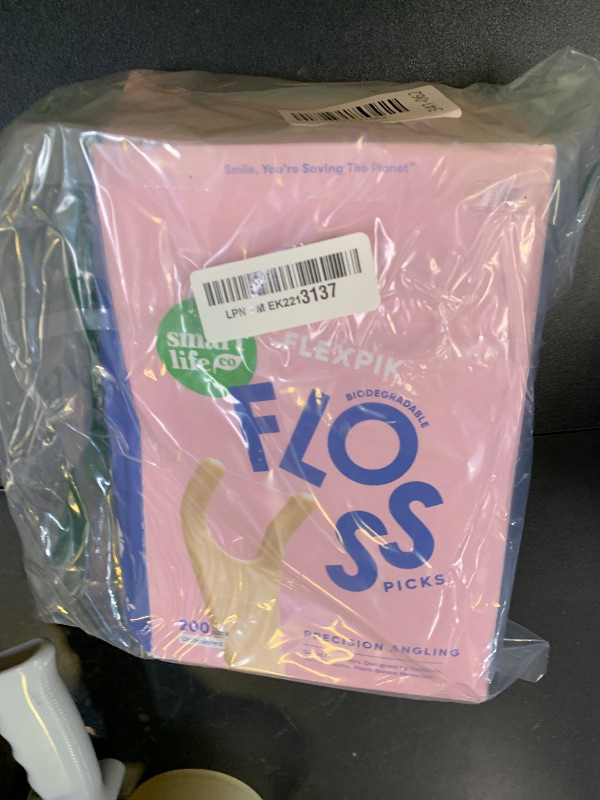 Photo 1 of SmartLifeco Eco-Friendly Angled Dental Floss Picks (200ct) - Flossers Made with Straw Wheat Blend, Anti-Shred Thread for Molars & Back Teeth, Tooth Pick Stick for Adults, Soft on Gums, Unflavored