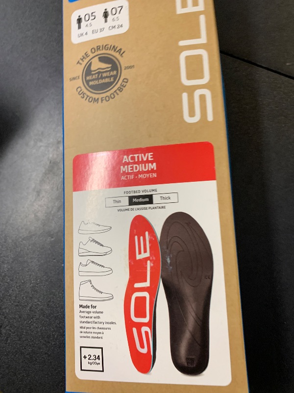Photo 1 of SOLE Active Medium Insoles – Orthotic Arch Support Inserts for Plantar Fasciitis Relief and Comfort - Mens 5/Womens 7, 1 Pair